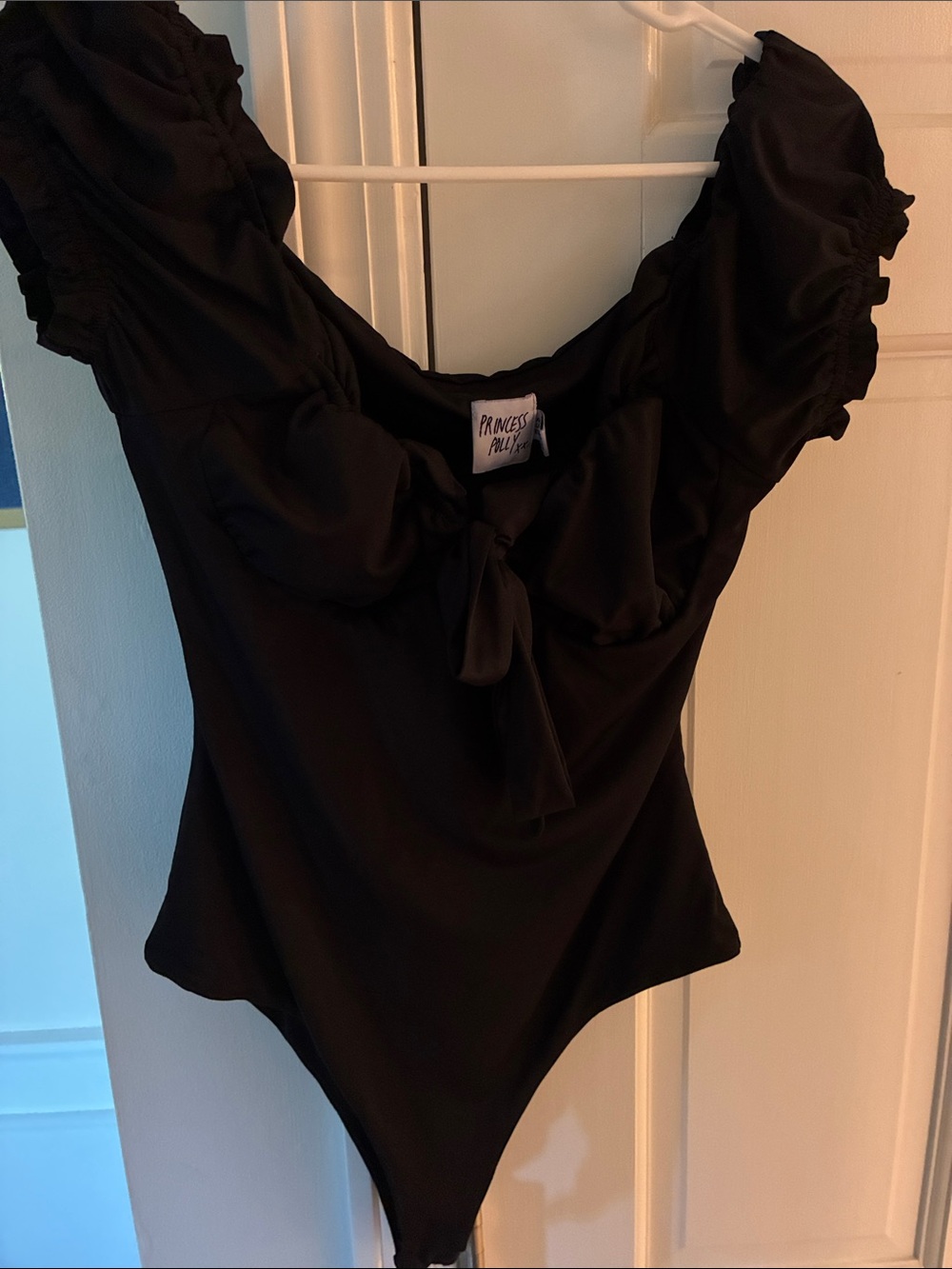 Princess Polly Black Ruffle Tie-Front Bodysuit